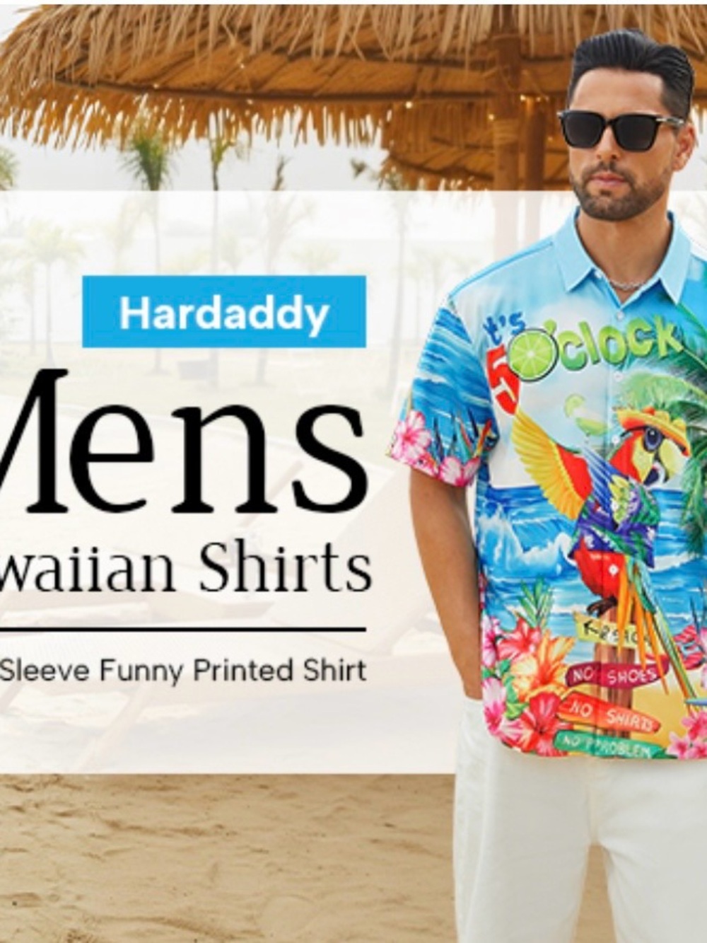 Tropical Parrot Print Casual Button-Down Shirt - Blue